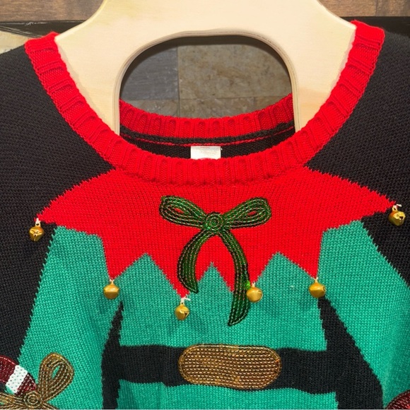 HOLIDAY TIME SIZE  3X  LADIES SWEATER   You Are The Elf With JINGLE Bells - Picture 5 of 11